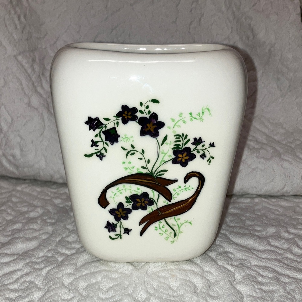 Vintage MCM small ceramic vase with florals